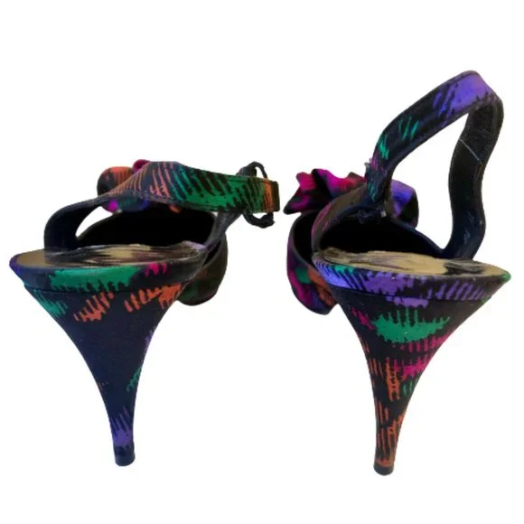 Stuart Weitzman for Mr Seymour Slingback Pump size 8.5 AA Multi-Color Bow